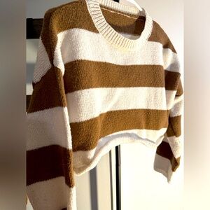 🚨PART OF 4 for 20🚨 Shein Stripe Brown and White Crop Top Sweater Small